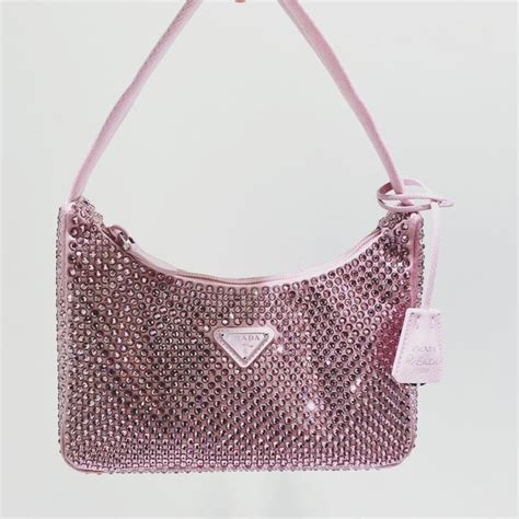 prada large pink 3 conpartment handbag|prada pink rhinestone bag.